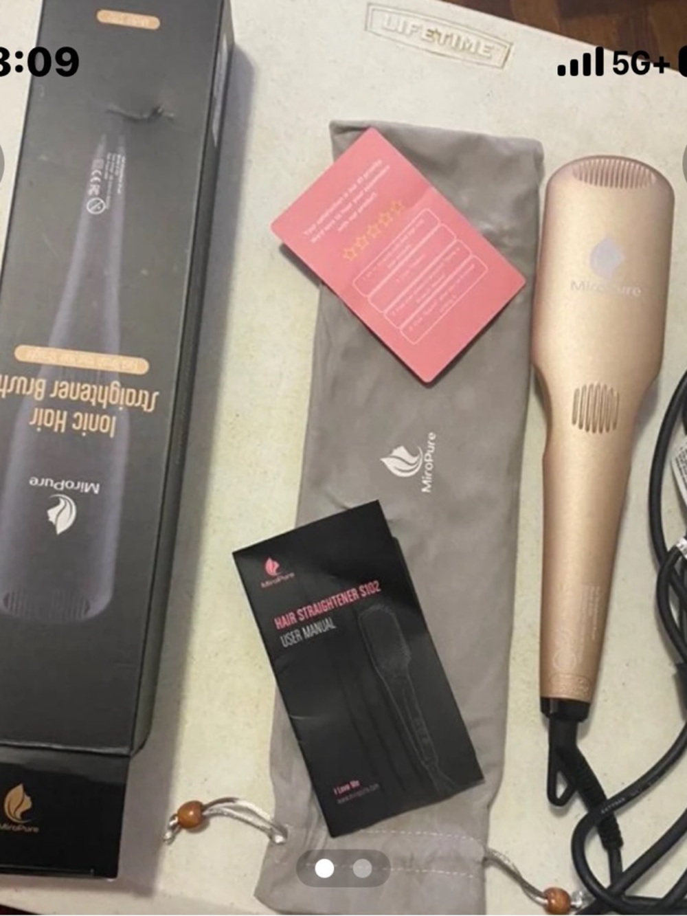 MiroPure Gold Ionic Hair Straightener Brush